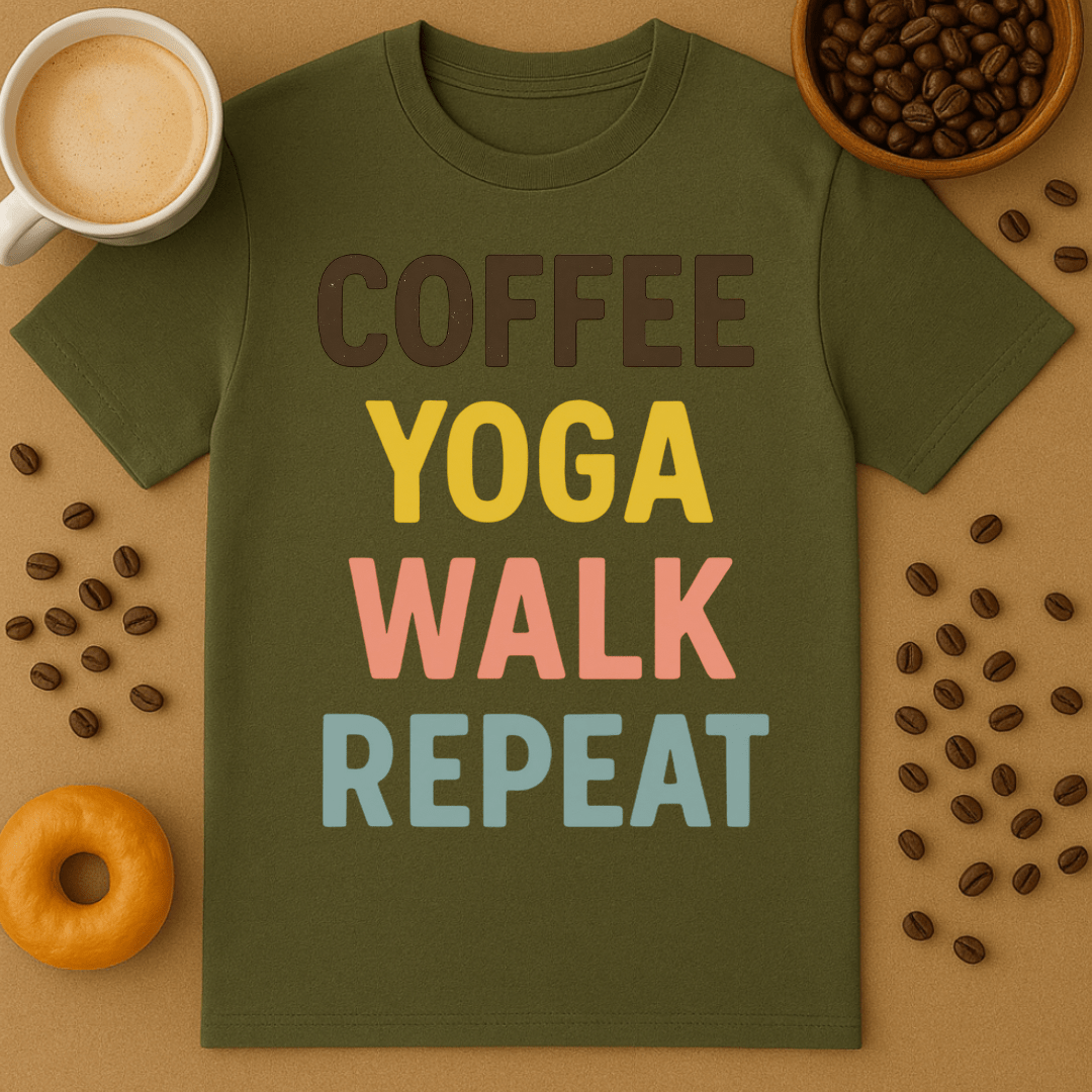 Coffee, Yoga, Walk, Repeat Unisex Tee